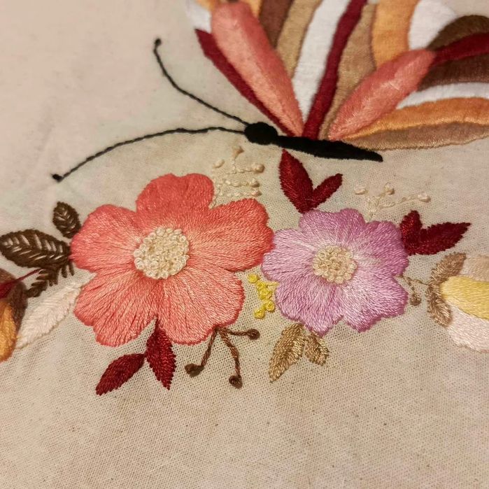 Torba bawełniana/płócienna z haftem handmade motyl