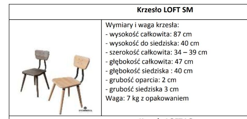 Krzesła 6 sztuk loft