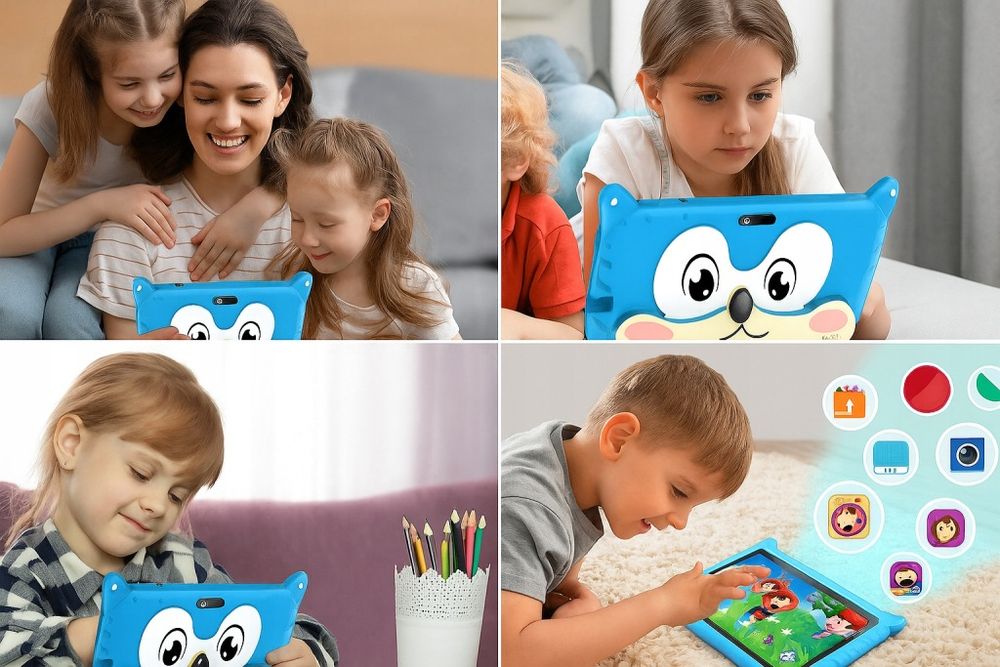 Tablet Smart Dla Dzieci Zabawka Na Prezent WiFi Android 7.5" LCD Etui Graf