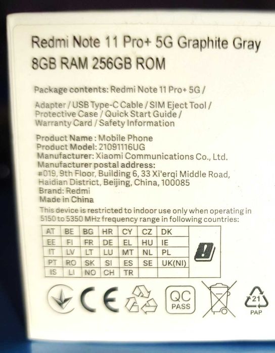Redmi Note 11 Pro Plus 5G - 8GB Ram/256 Rom