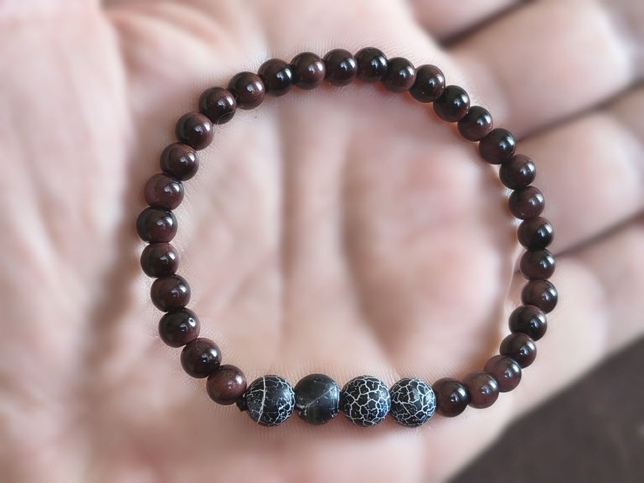 Bransoletka męska handmade Bycze oko i onyks
