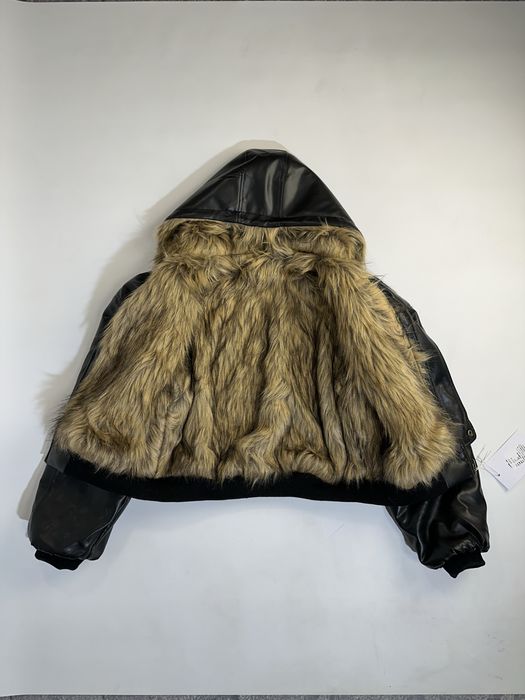 ДВОХСТОРОННИЙ дутый бомбер меховый шуба кожаный куртка курточка opium