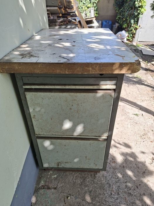 Stara metalowa szafka narzędziowa kartotekowa  PRL loft