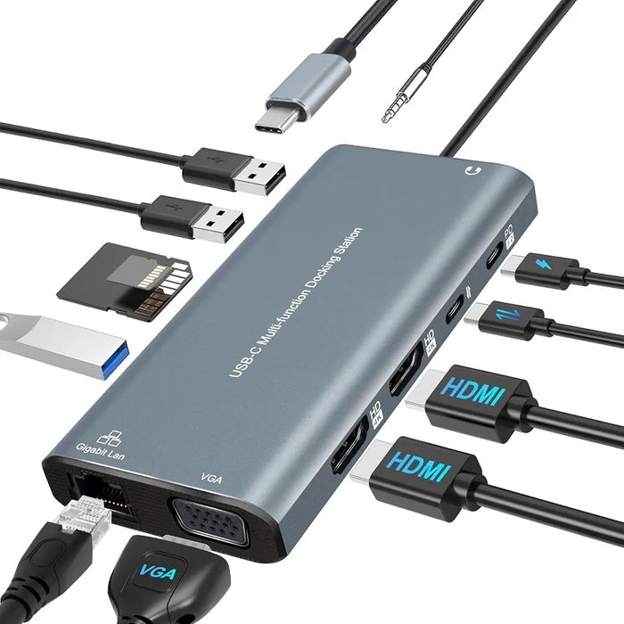 Olycism Stacja dokująca USB C z podwójnym HDMI 12 w 1 Multi-function