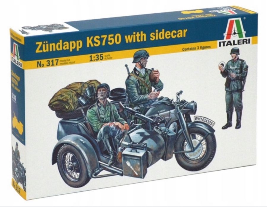 Model do sklejania wojskowy Zundapp KS750 with Sidecar Italeri 317