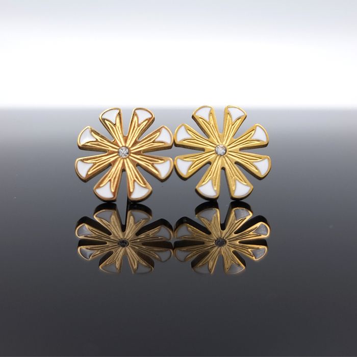 Kolczyki Złote Kwiatki Stokrotki - Pozłacana Stal Chirurgiczna