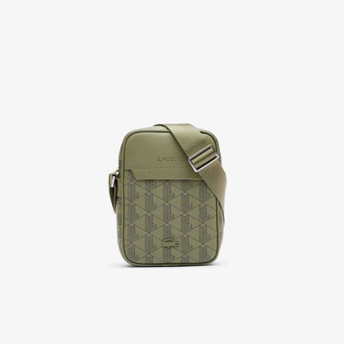 100% ОРИГІНАЛ Lacoste khaki monogram vertical чоловіча сумка хакі