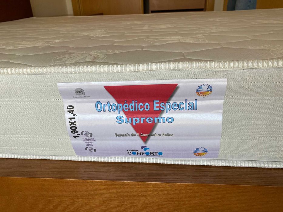 Colchão de cama de casal com 1,40 x 1,90m ortopédico