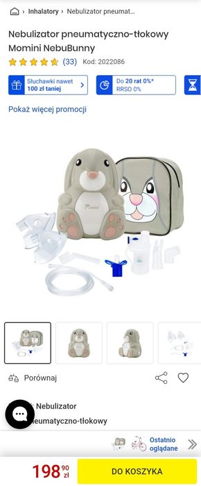 Nebulizator pneumatyczno-tłokowy Momini NebuBunny
