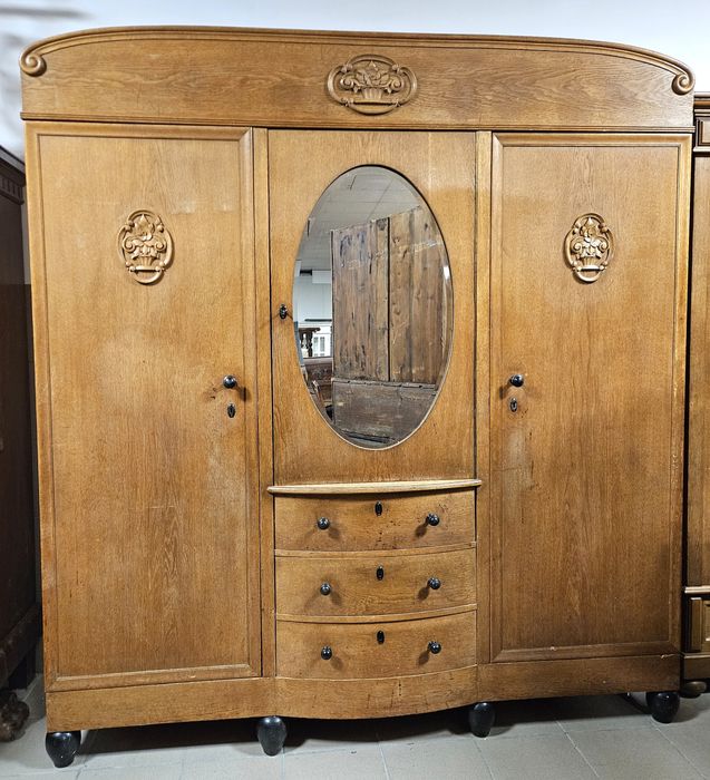 Stara Szafa Wiejska lata 30ste Lustro Frezowane