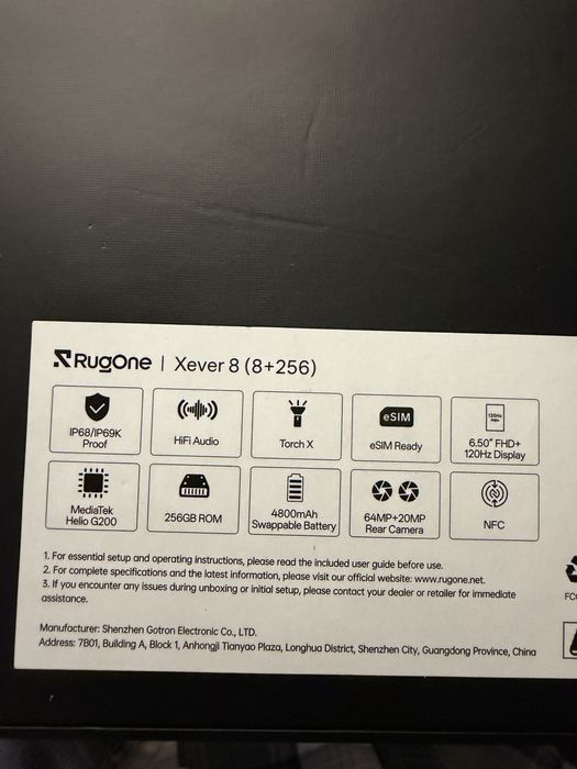 RugOne XEVER 8 (256gb) . Telemovel antishock