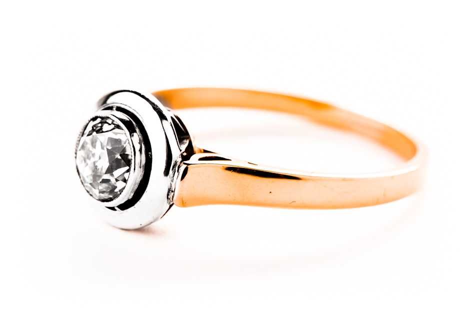 Przedwojenny Złoty Pierścionek - 3,37g - DIAMENT 0,55ct - Art Deco