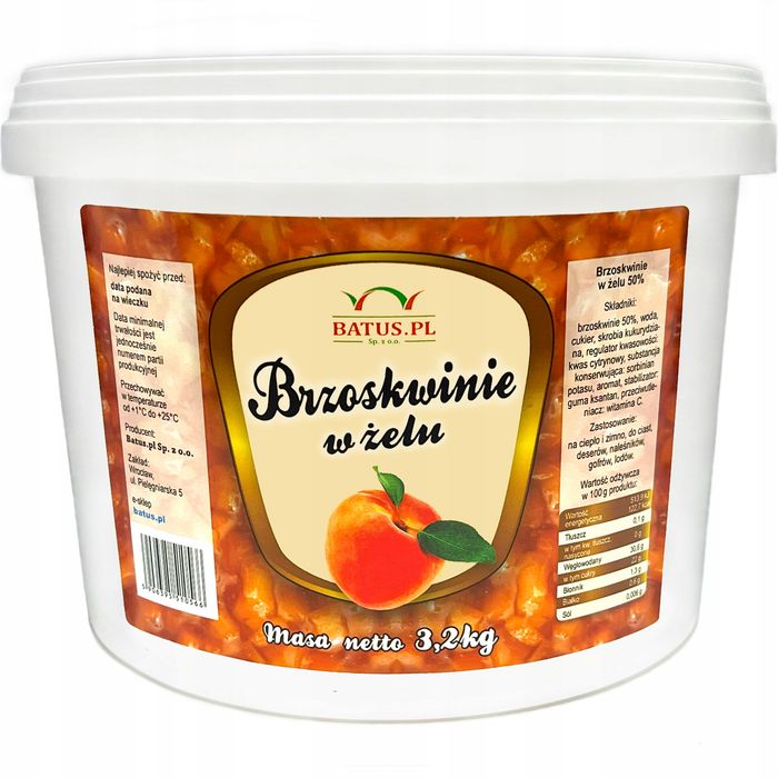 Brzoskwinie W Żelu 50% Frużelina 3,2 Kg