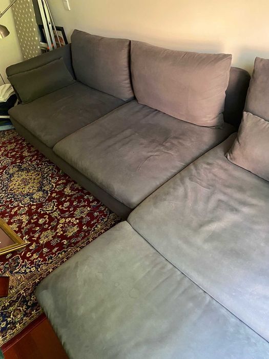 Sofá Ikea cinzento escuro  c/chaise longue