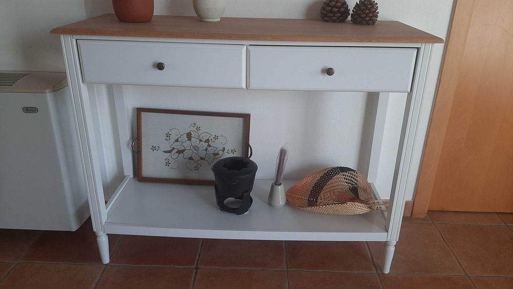 Consola / Móvel de Entrada Branco em mdf com 2 gavetas