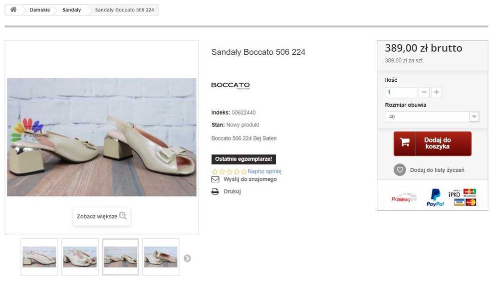 NOWE damskie BOCCATO naturalna skóra rozmiar 40