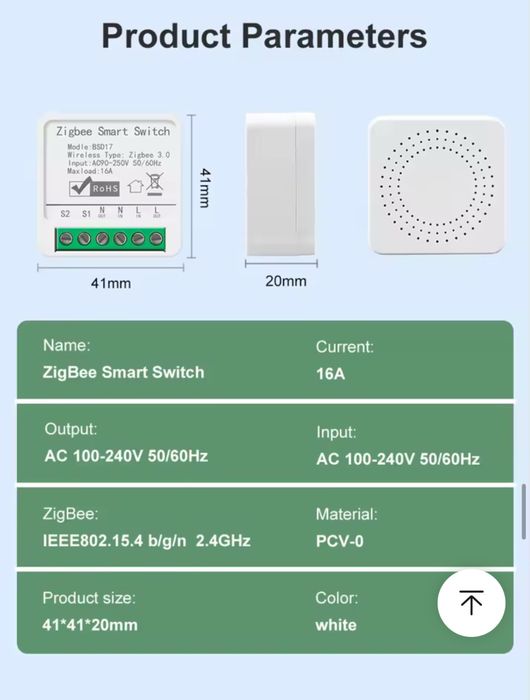 Zigbee2MQTT Zigbee3.0 Mini Реле
