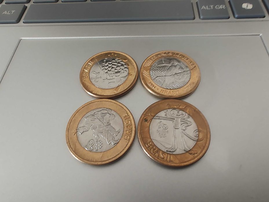 Moedas de um real das olimpíadas do Brasil