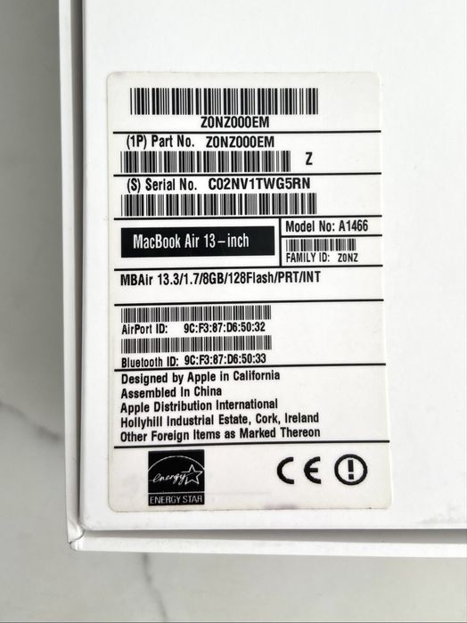 Macbook Air 2014 13” Intel i7 8 GB RAM