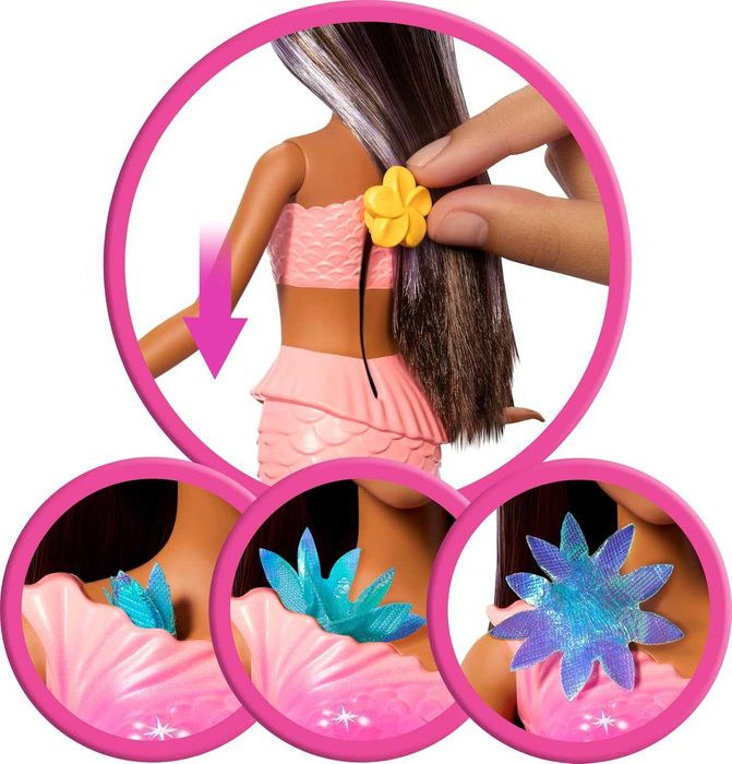 Лялька-русалка Барбі Barbie Квіткова магія Фантастичний світ! (JDM73)