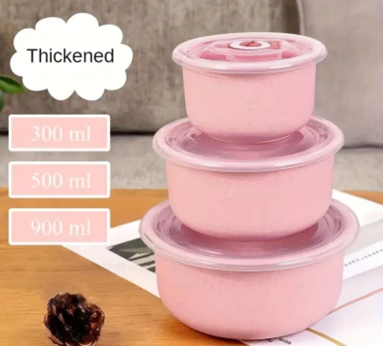 Контейнери для зберігання з вакуумною кришкою 3 шт. рожеві