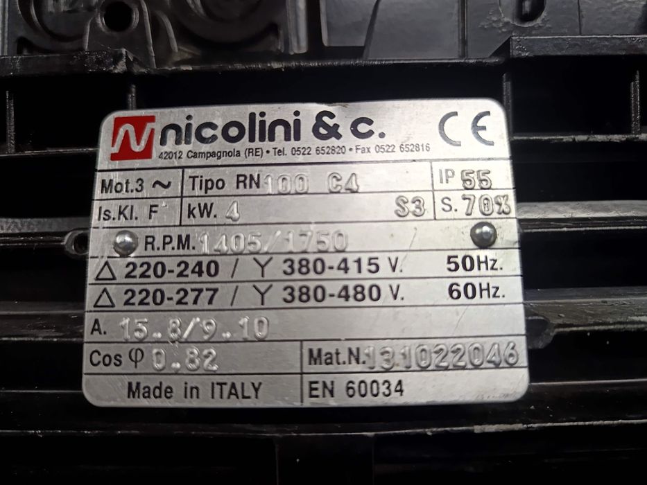 Przemysłowy Włoski Silnik elektryczny Nicolini 4kw 1400obr kołnierz