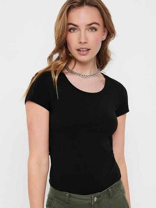 ONLY 2-Pak Damskie T-Shirty Basic Czarno Białe Rozmiar M Bawełniane