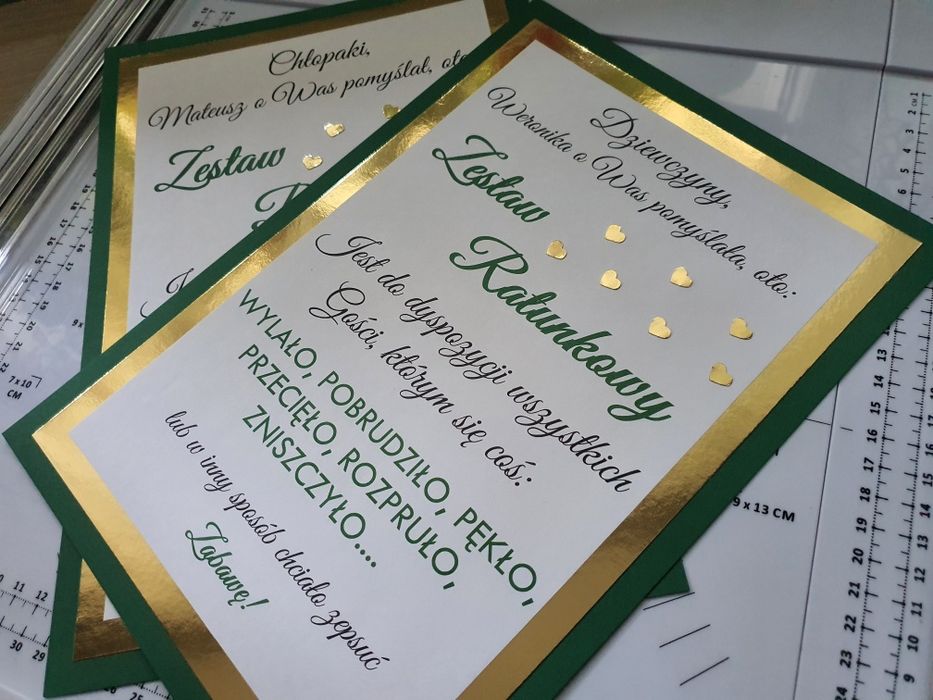 Karty do koszyków ratunkowych wesele