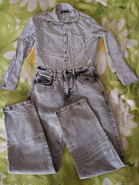 Jeansy FSBN r.S / koszula Sinsay r.S (zestaw)