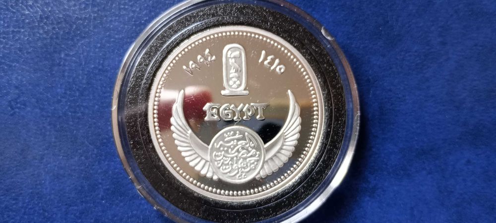 Stare monety Medal 5 funt 1994 Egipt srebro Stan menniczy