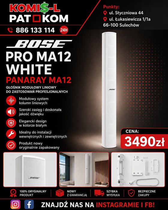 BOSE Panaray MA12 biały...Nowy kompleT.. PAT-KOM