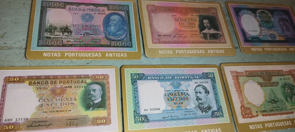 Coleção de 11 calendários de bolso notas portuguesas antigas 1985