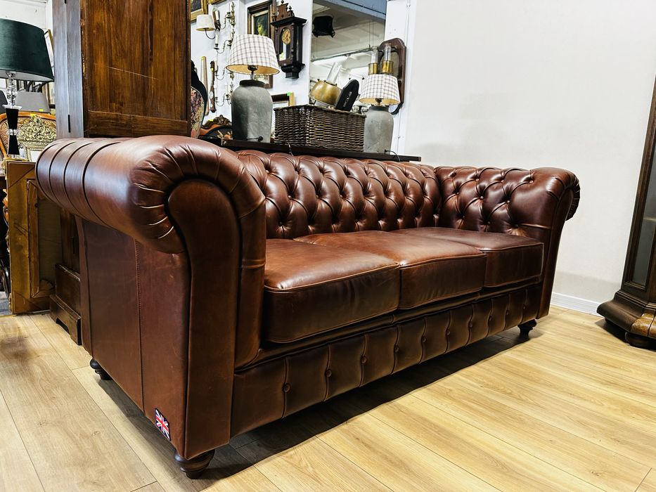 Ekskluzywny komplet chesterfield 3+1+1 PRZYPALANY KONIAK :) JAK NOWY :)
