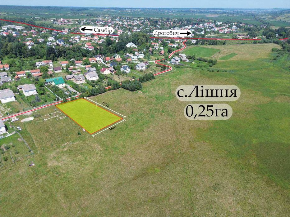 Земельна ділянка 25 сотих під забудову в с. Лішня, вул. Хмельницького