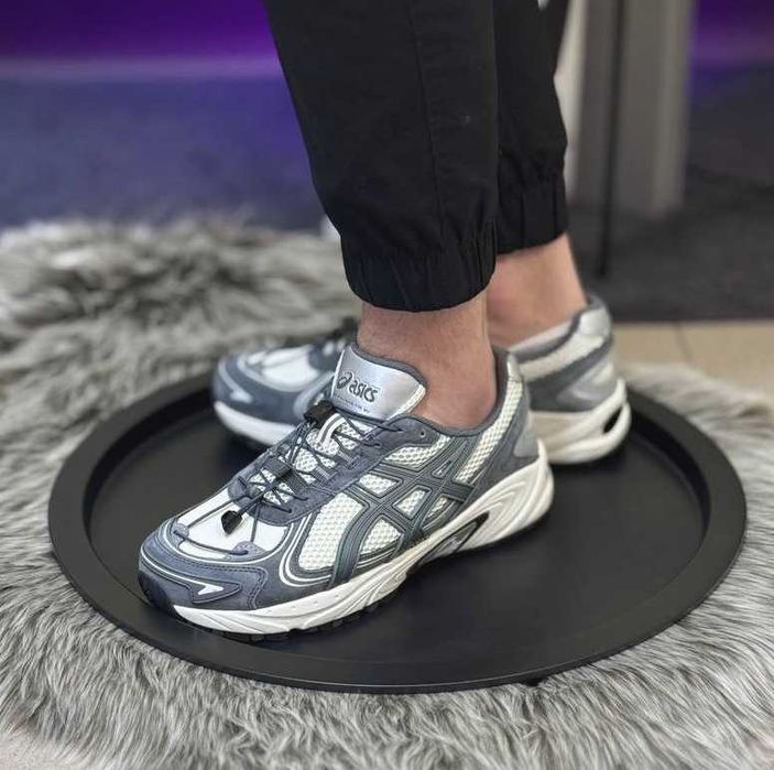 Мужские кроссовки Асикс серые замшевые сеточка Asics
