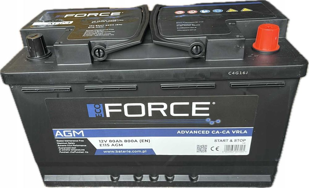 Akumulator ECO-FORCE 80Ah/800A AGM
START-STOP L4 P+,