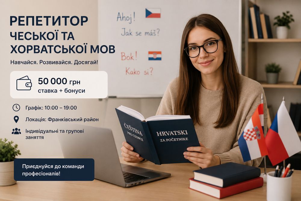 Робота, шукаємо репетитора з хорватської/чеської мови
