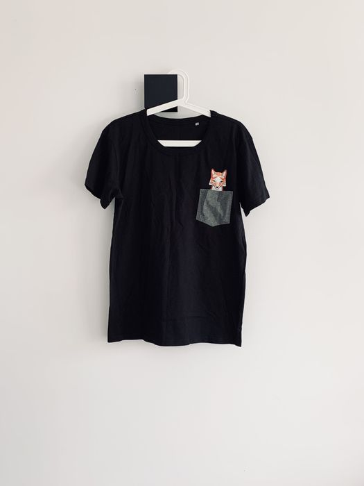 Koszulka tshirt pokety kieszonka basic czarna wzór