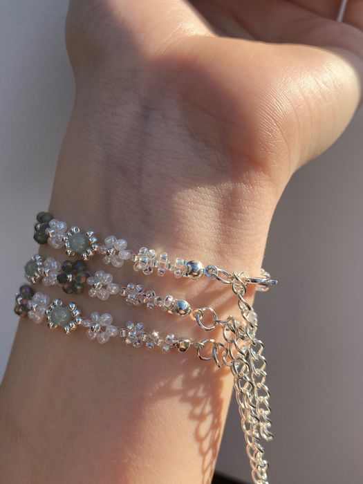 srebrna bransoletka z kryształkami