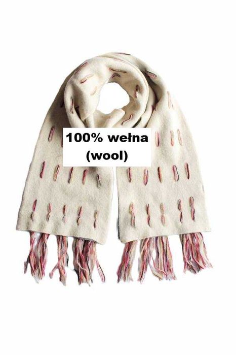 Wełniany szal vintage 100% wełna podwójny szalik Nigel Hall