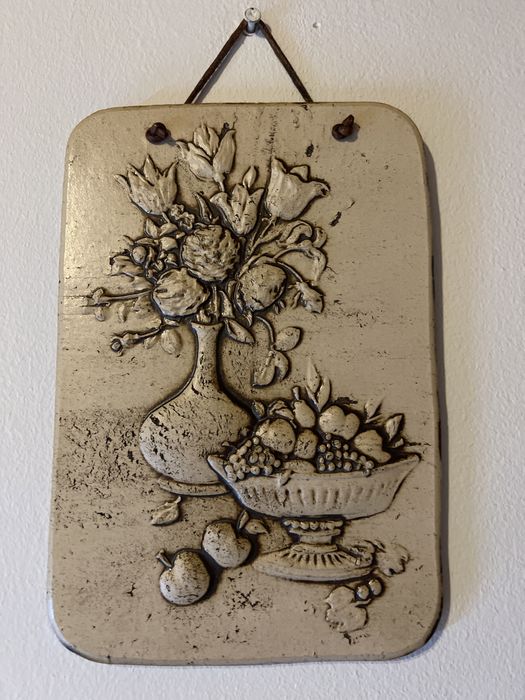 Ręcznie wykonany obrazek ceramiczny wypalany w piecu sygnowany