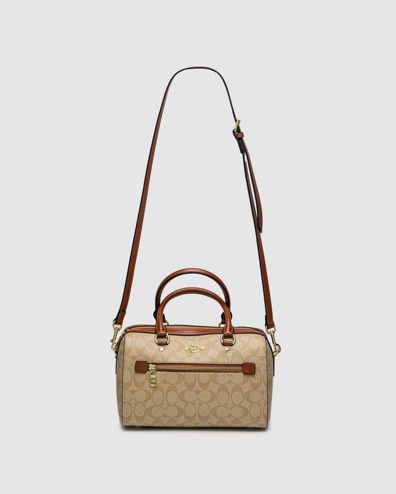 Coach Rowan Satchel In Signature Canvas Beige/Ginger