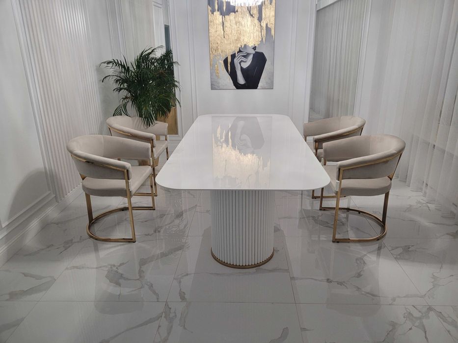 Stół LORIS z blatem slim, stół z lamelami, AKANT Meble