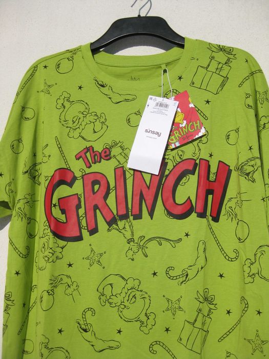 Зелёная домашняя удлинённая футболка туника гринч коттон Sinsay S M