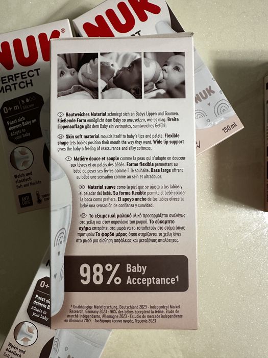 Пляшечка пластикова NUK Perfect Match S з народження, антиколікова