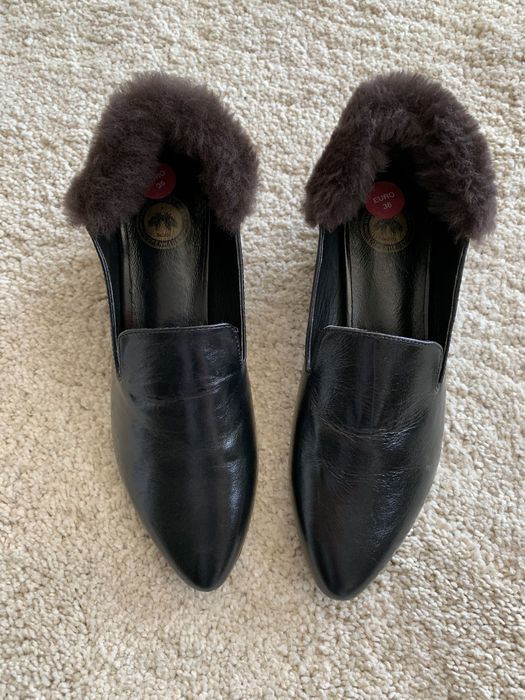 Buty typu mokasyny z futerkiem