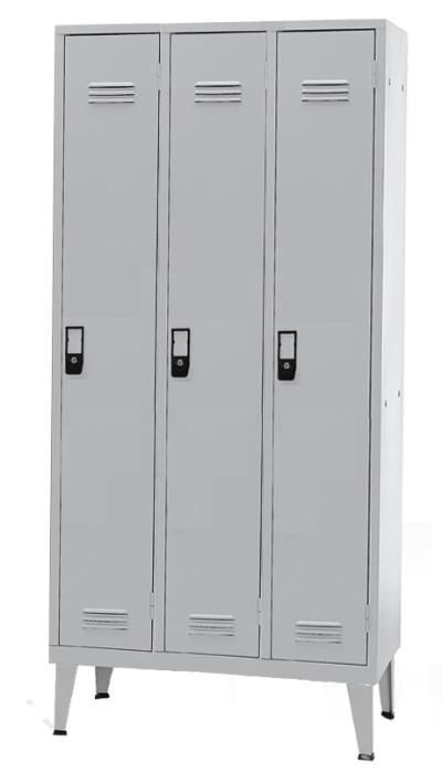 Armário Vestiário Triplo Metálico 1900x900x500mm Cinza, Industria Novo