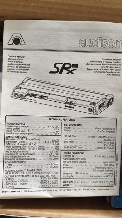 Amplificador auto Audison SRX 3