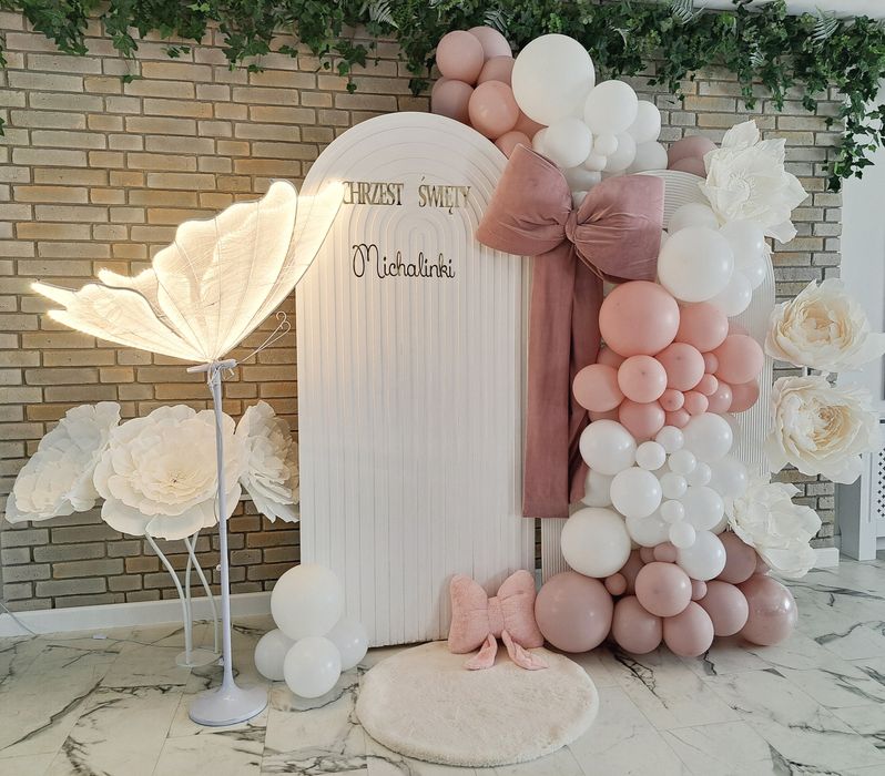 Ścianka balonowa na Komunię chrzciny roczek dekoracja balonowa
