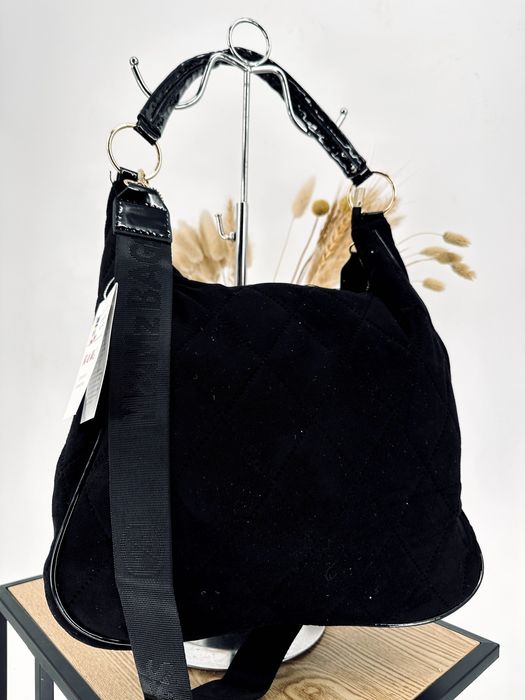 Nowa duża torebka a4 czarna worek zamsz shopperka